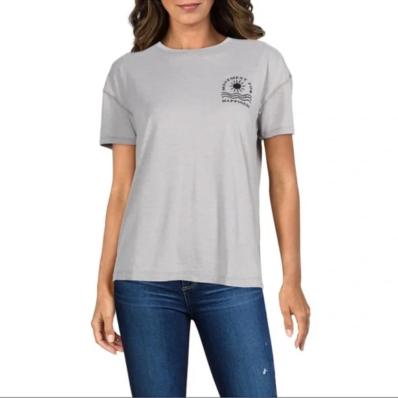 Free People Movement Keep Rolling Logo Tee Shirt in Heather Grey Combo Size XS - Picture 2 of 7